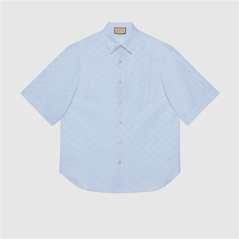 gucci oxford bee jacquard|GG Supreme Oxford cotton shirt in light blue .